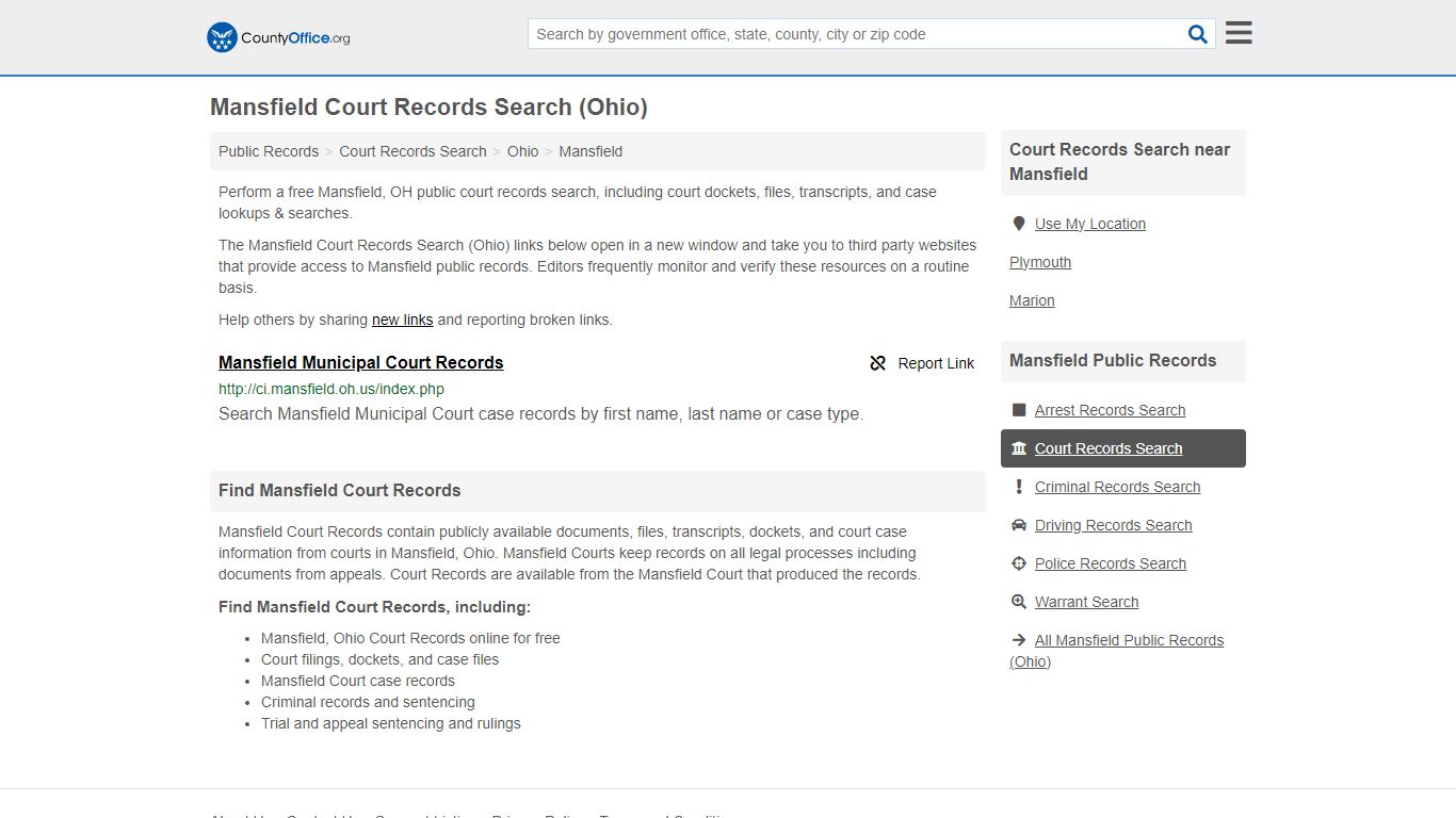 Court Records Search - Mansfield, OH (Adoptions, Criminal, Child ...