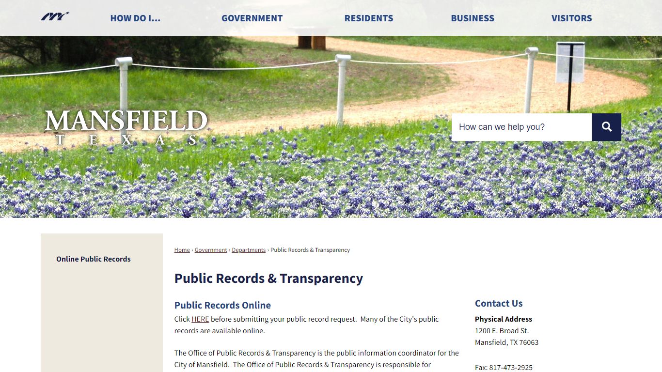 Public Records & Transparency | Mansfield, TX